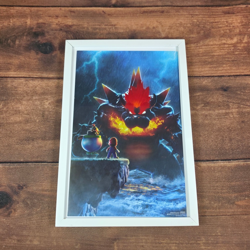 Nintendo Bowser's Fury Poster Kids 12x19 Blue Good Promotional Art Framed